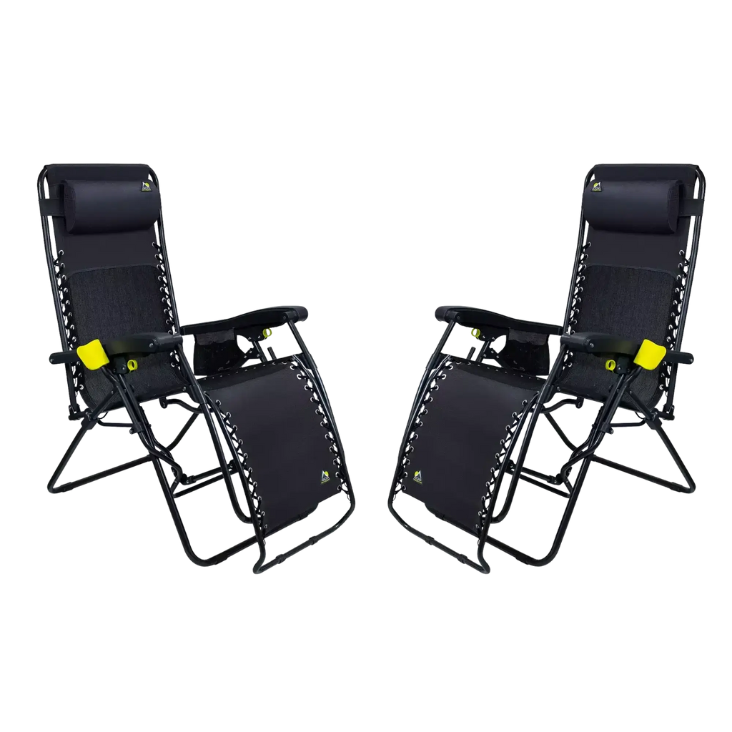 Low-Profile Freeform Zero Gravity Lounger Bundle - Choice 507 - Multi-Position Outdoor Beach Chair with Pillow - Black