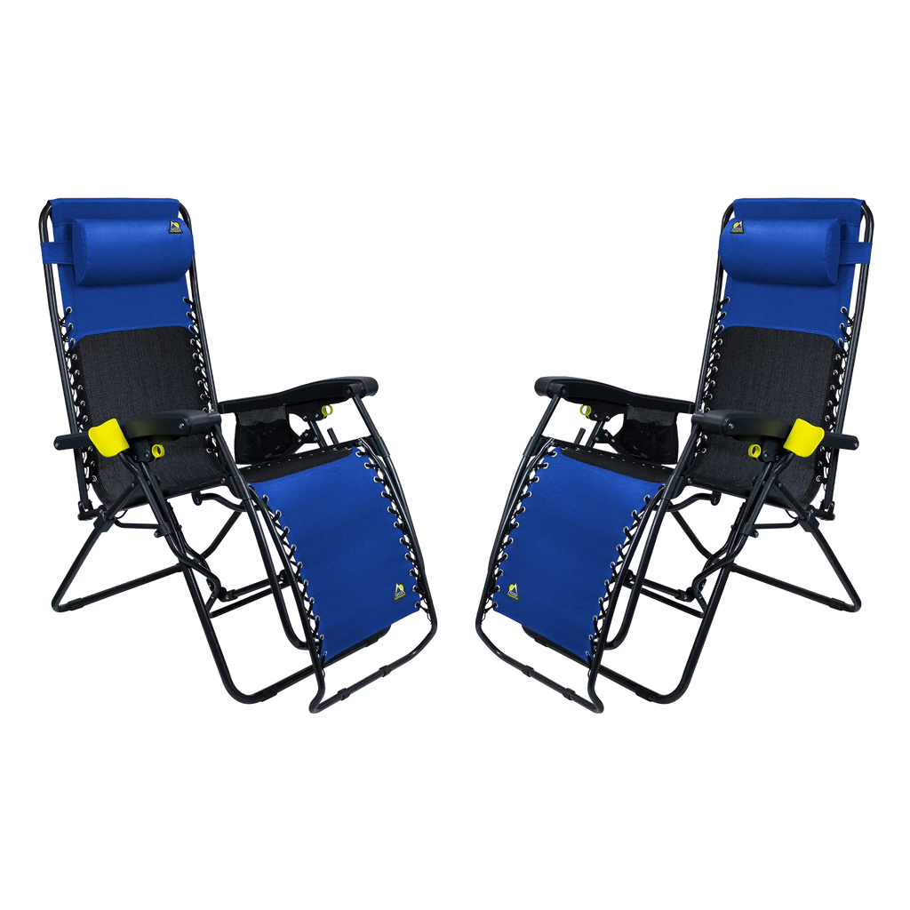 Low-Profile Freeform Zero Gravity Lounger Bundle - Choice 507 - Multi-Position Outdoor Beach Chair with Pillow - Royal Blue