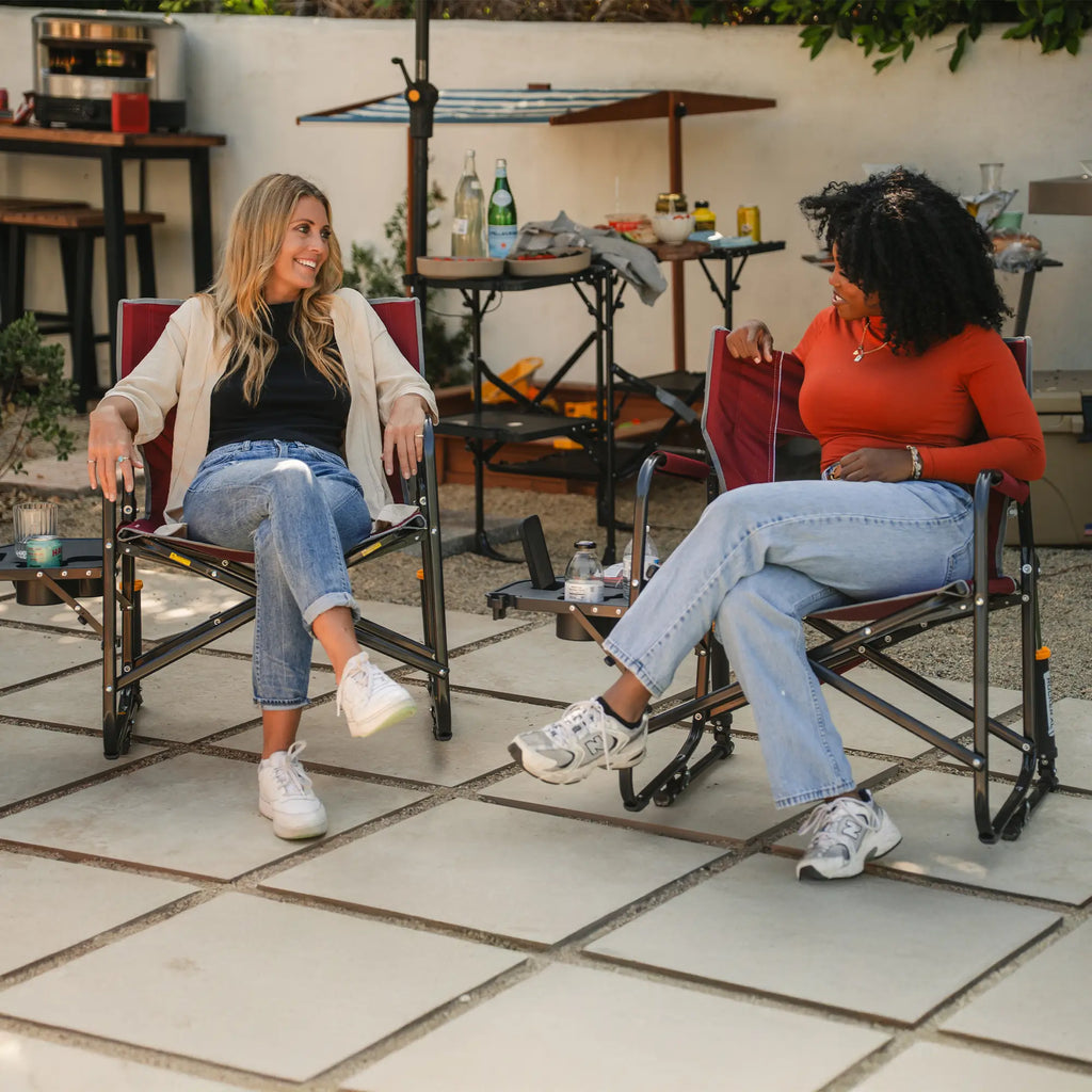 Luxury Camp Freestyle Rocker XL with Side Table - Choice 836 - Patented Spring-Action Rocking Chair for Camping Detail