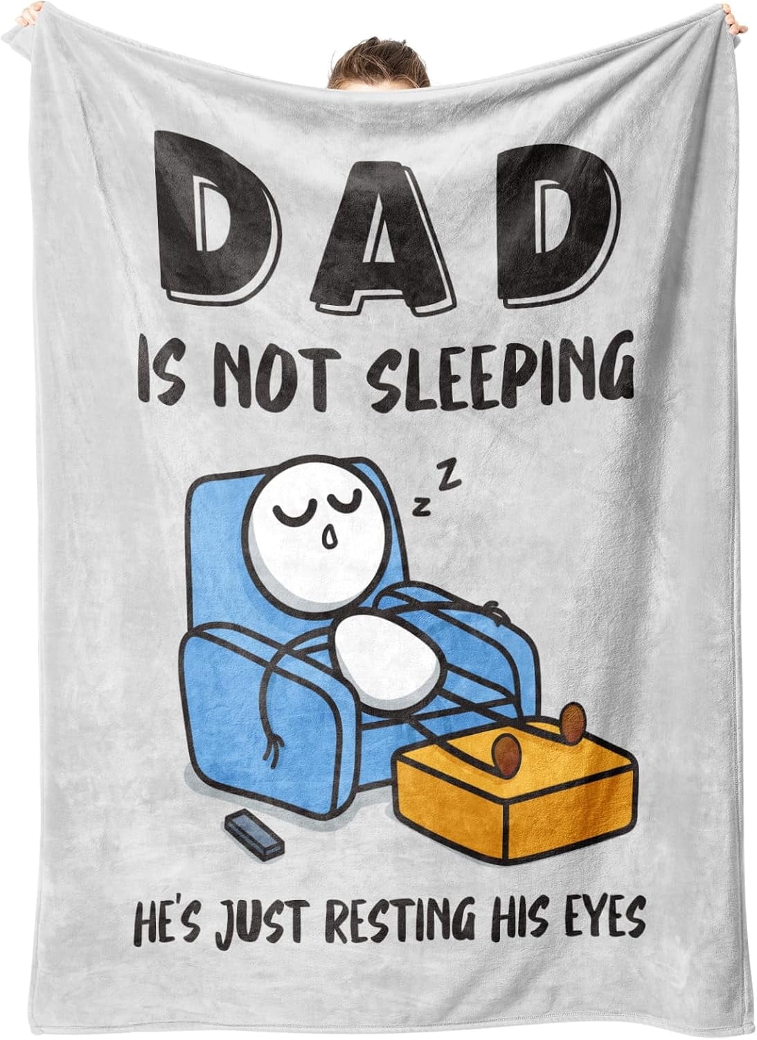 Reversible Sherpa Funny Fathers Day Dad Gifts , Dads Birthday Gifts, Dad is Not Sleeping Blanket, Super Soft Throws Blanket for Napping - Super Soft Reversible Sherpa Flannel Blanket - Default Title