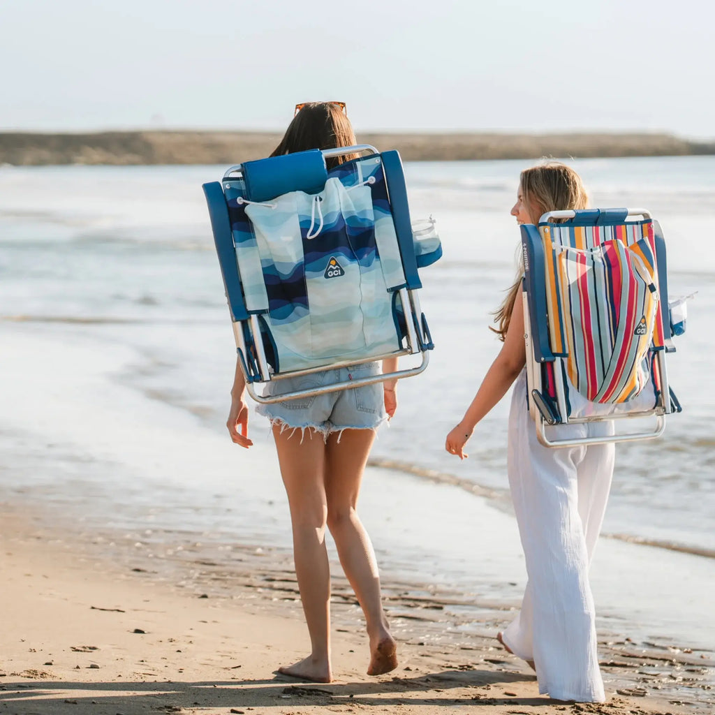 Reclining Beach Backpack Beach Chair - Choice 709 - Low-Profile Reclining Beach Chair with Backpack Straps Detail