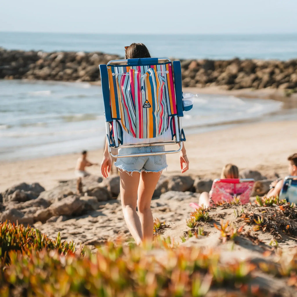 Reclining Beach Backpack Beach Chair - Choice 709 - Low-Profile Reclining Beach Chair with Backpack Straps Detail