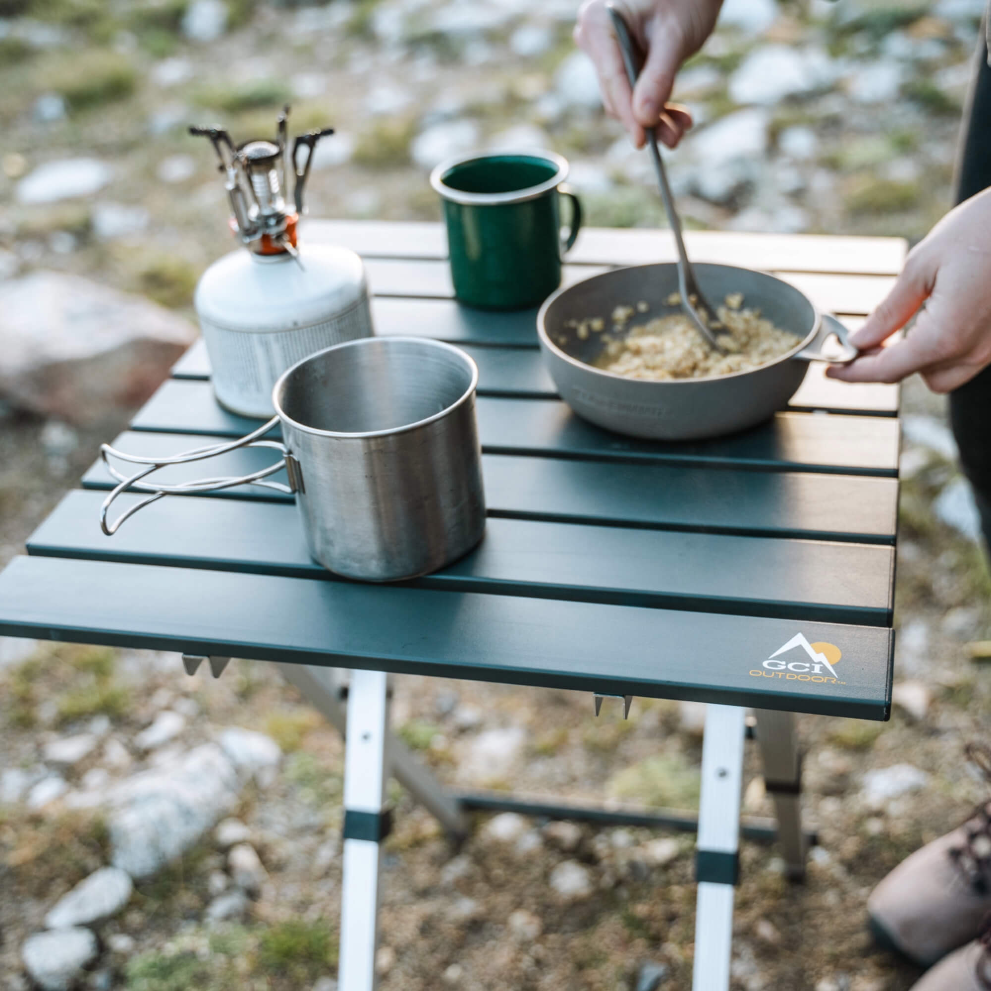 Slim-Fold Compact Camp Table 20 - Choice 513 - Portable Camping Table with Heat-Resistant Countertop Detail