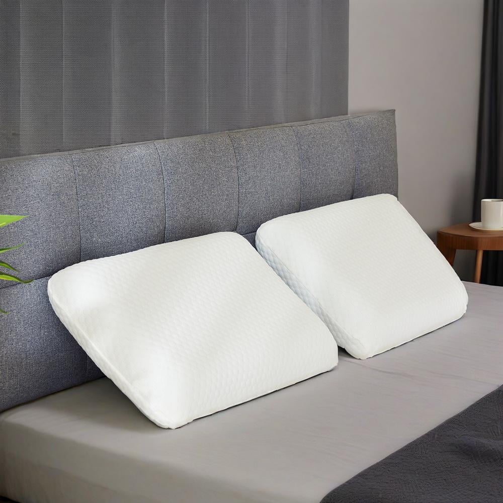 Ergonomic Memory Foam Memory Foam Pillow for Sleeping, 24"D x 16"W x 4.7"H, Soft Supportive Hotel Pillow for Bed, Washable Cover, Set of 2 - Ergonomic Memory Foam Pillow for Neck Pain Support - Default Title
