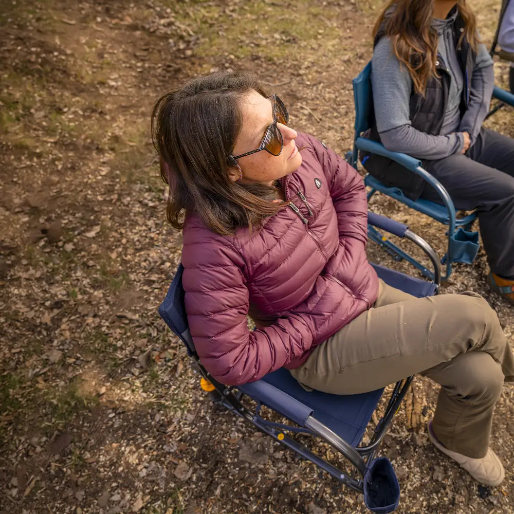 Patented Spring-Action Grab & Go Rocker - Choice 551 - Heavy-Duty Kickback Rocker with Beverage Holder Detail