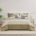 Luxurious Quilted 7 Piece Embroidery Design Bed-in-a-Bag, Taupe Queen Size Ultra Soft Comforter Set for Adults - Luxurious Quilted Duvet Cover Set - Default Title