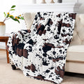 Lightweight Warm Cow Print Double Sided Faux Fur Throw Blanket, Soft Cozy Fuzzy Black and White Throw, 50x60 inches - Cozy Fleece Throw Blanket for Couch & Bed - Default Title