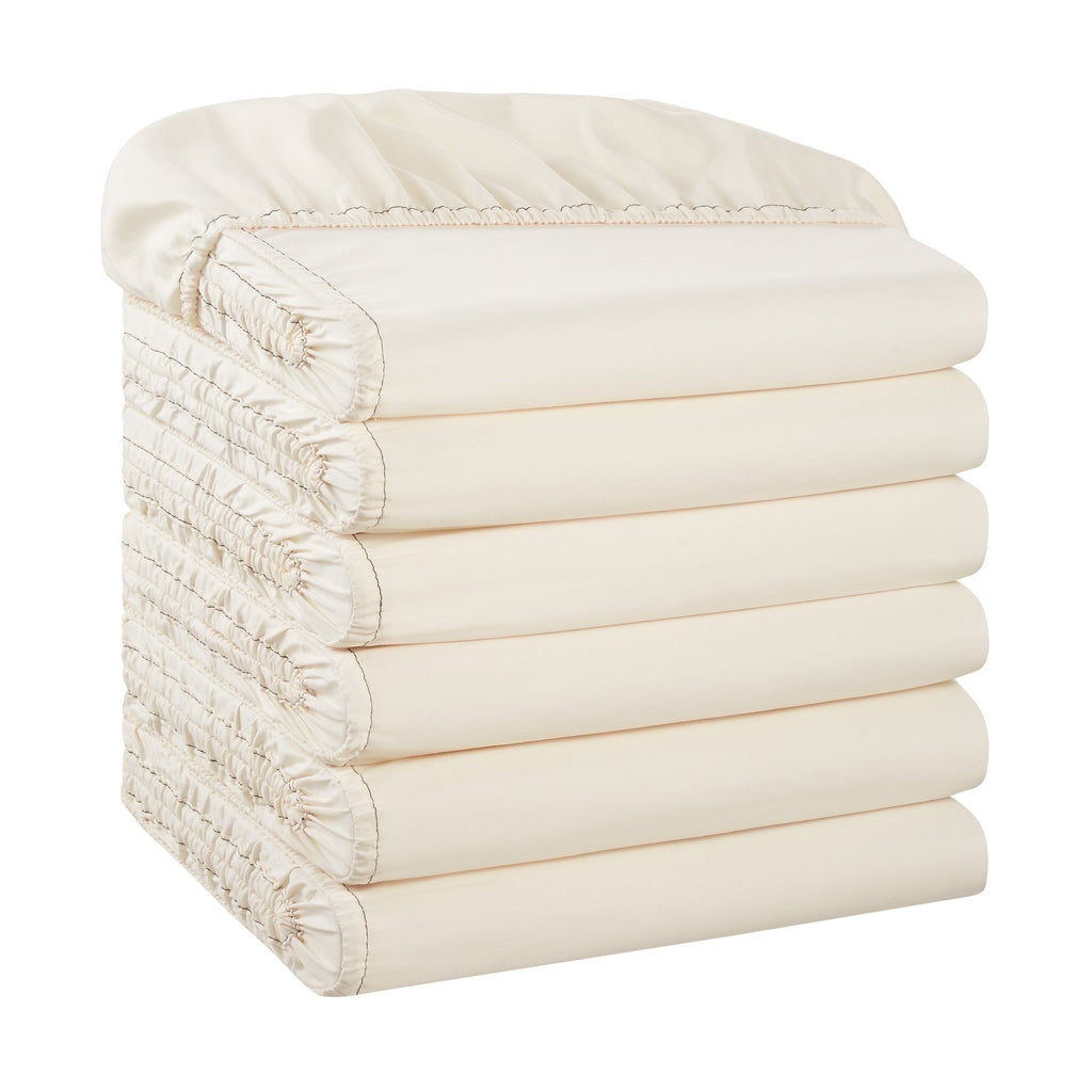 Breathable Luxury Brushed Microfiber Fitted Sheets - Bedding Essentials - Full - (6 Pack) Ivory - Luxury Bed Sheet Set with Deep Pockets - Default Title