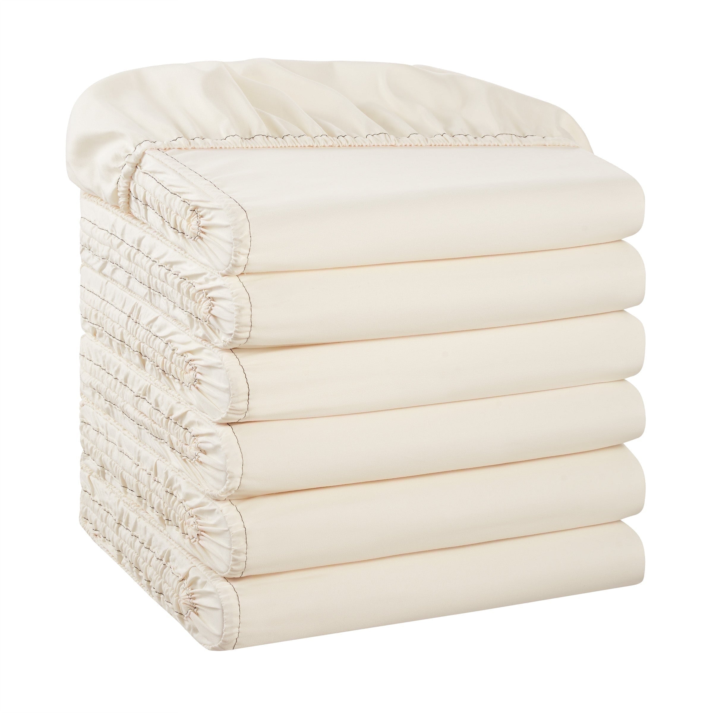 Breathable Luxury Brushed Microfiber Fitted Sheets - Bedding Essentials - Full - (6 Pack) Ivory - Luxury Bed Sheet Set with Deep Pockets - Default Title