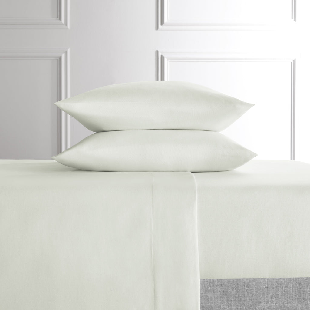 Breathable Luxury 4-Piece White Lyocell & Linen Blend Percale Bed Sheet Set, Queen - Luxury Bed Sheet Set with Deep Pockets - Default Title