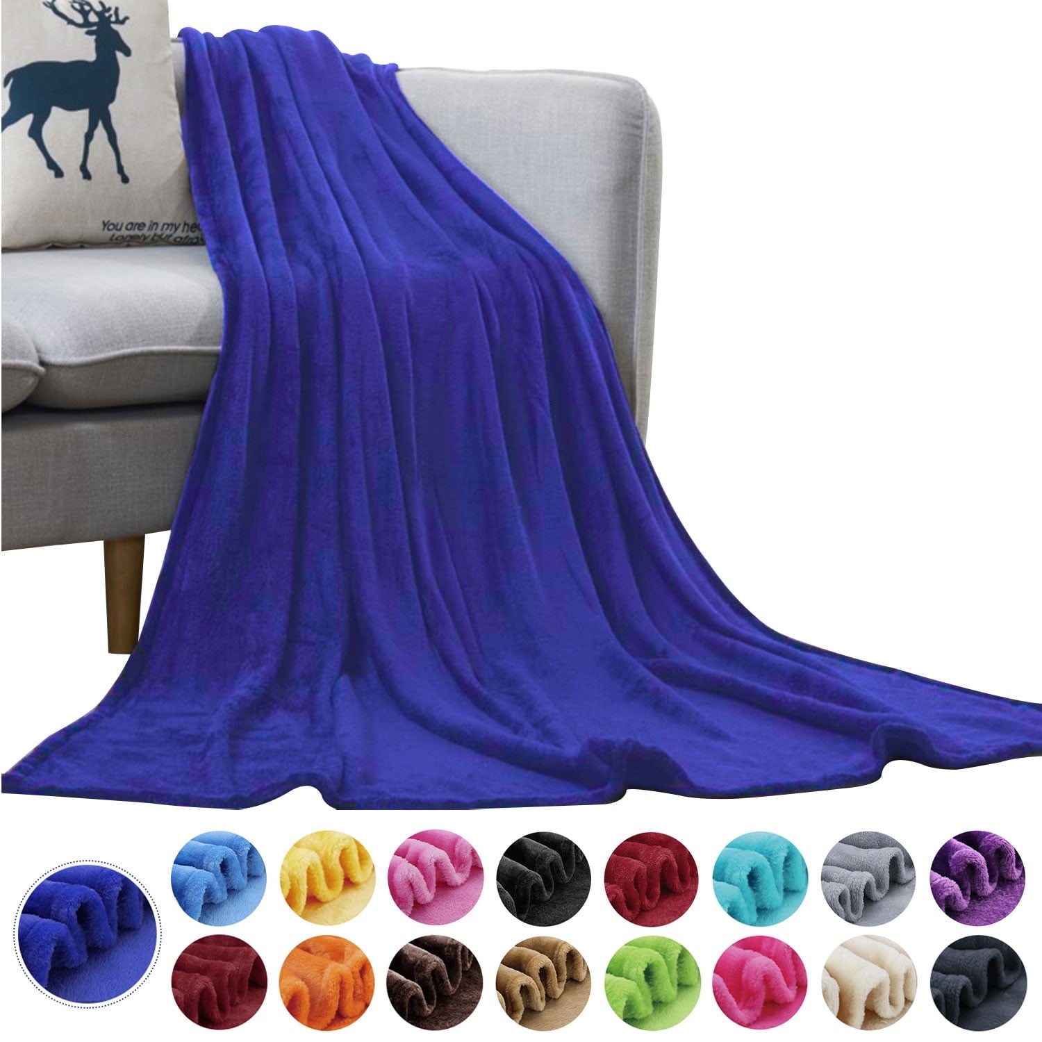 Cozy Fleece Large Navy Fleece Throw Blankets, Throw Size Soft Fuzzy Blanket for Women Men and s, All Season Lightweight Microfibe... - Super Soft Reversible Sherpa Flannel Blanket - Default Title