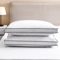 Orthopedic Support Gusseted Feather Down Pillow Set of 2, Medium Firm Hotel Bed Pillows 2 Pack, Queen Size for Side Sleepers, 20 x 30 in - Decorative Throw Pillow Cushion for Sofa & Bed - Default Title