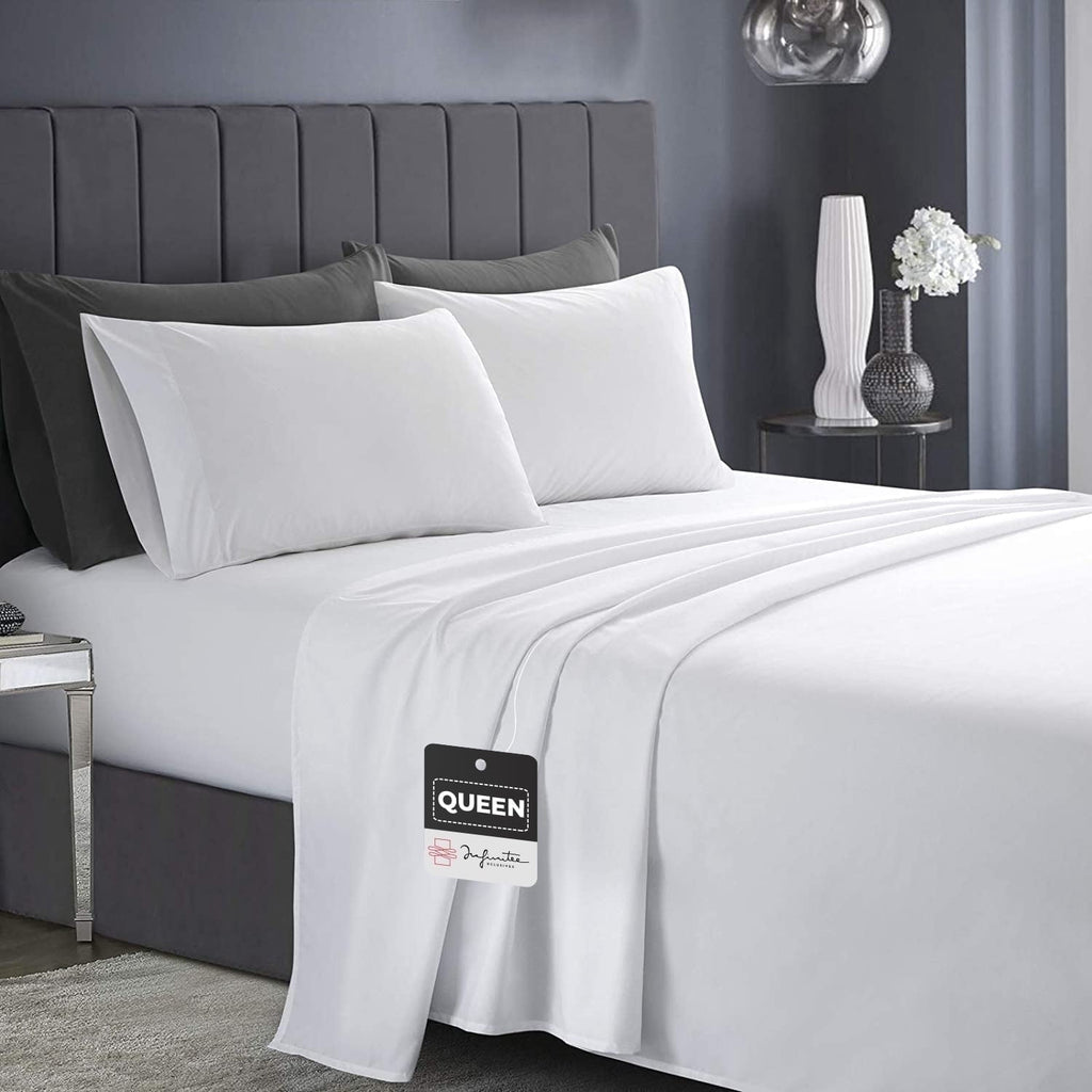 Ultra-Soft Sheet Set of 4, 16-inch Deep Pocket - Microfiber Bed Sheets, White - Breathable Egyptian Cotton Flat & Fitted Sheets - Default Title