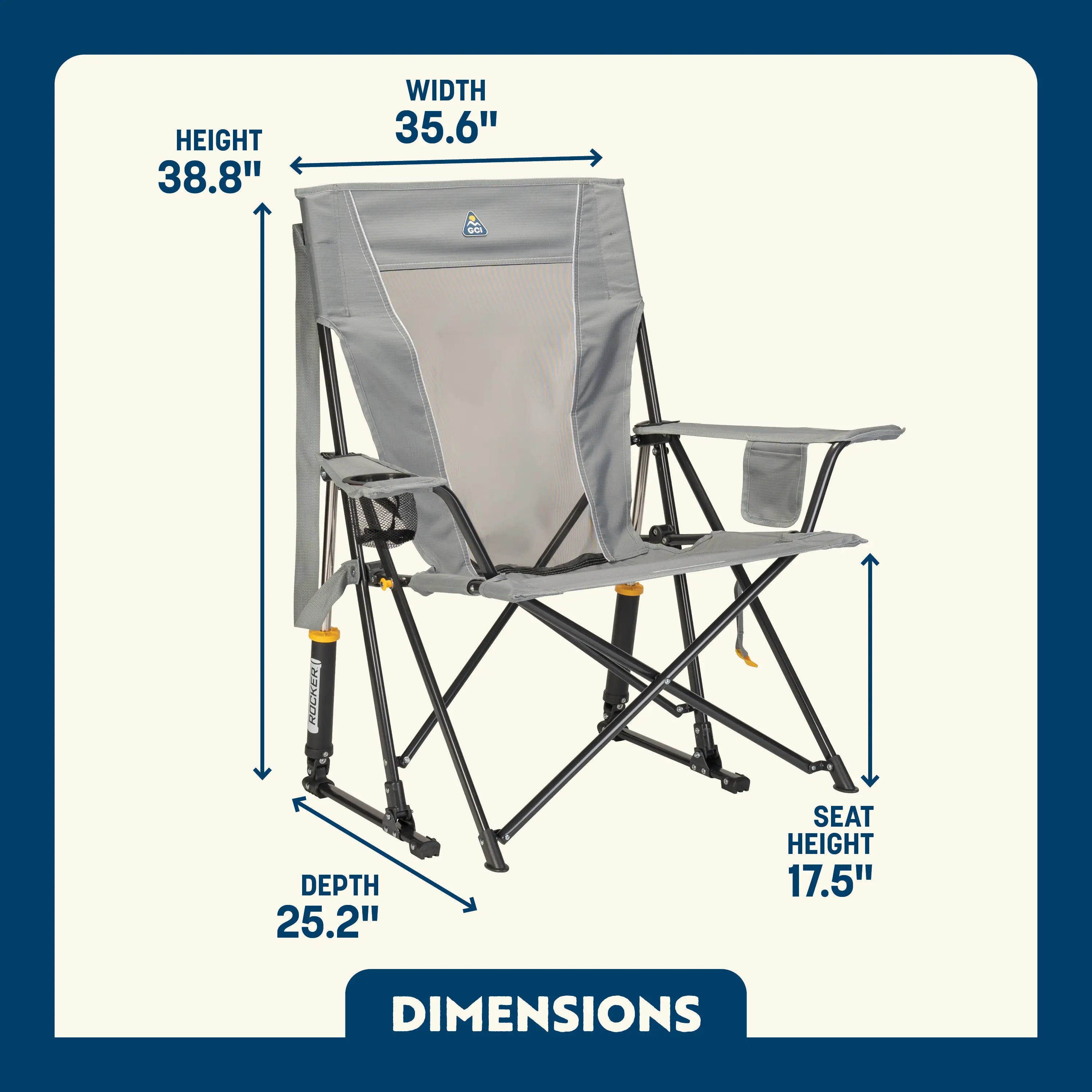 Patented Spring-Action Comfort Pro Rocker - Choice 375 - Freestyle Rocker Portable Outdoor Folding Chair Detail