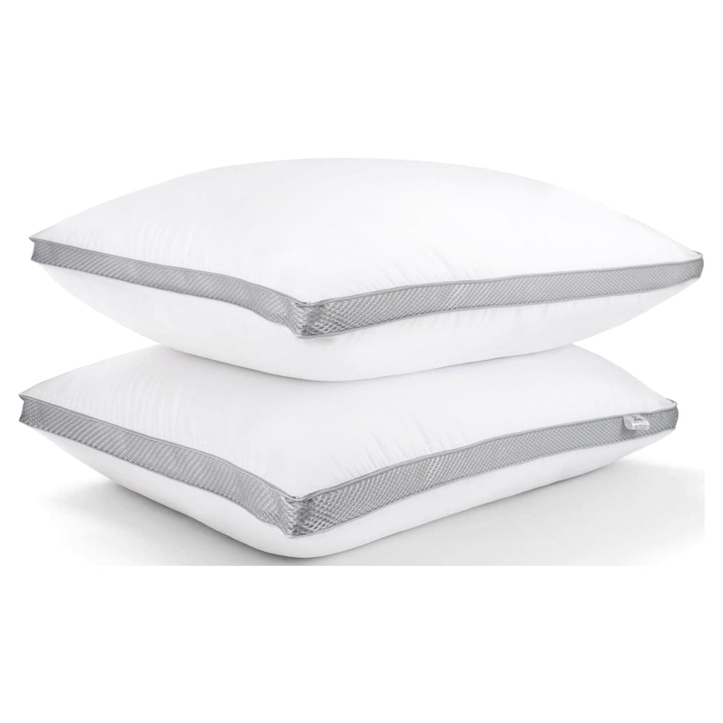 Ergonomic Memory Foam 2 Pack Cotton Down Alternative Pillows,Queen Size Bed Pillows Gusseted Hypoallergenic - Orthopedic Shredded Foam Bed Pillow Set - Default Title