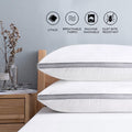 Decorative Plump Down Alternative Bed Pillow with Cotton Cover and Gusset, 2 Pack, Queen, 20"x26" - Orthopedic Shredded Foam Bed Pillow Set - Default Title
