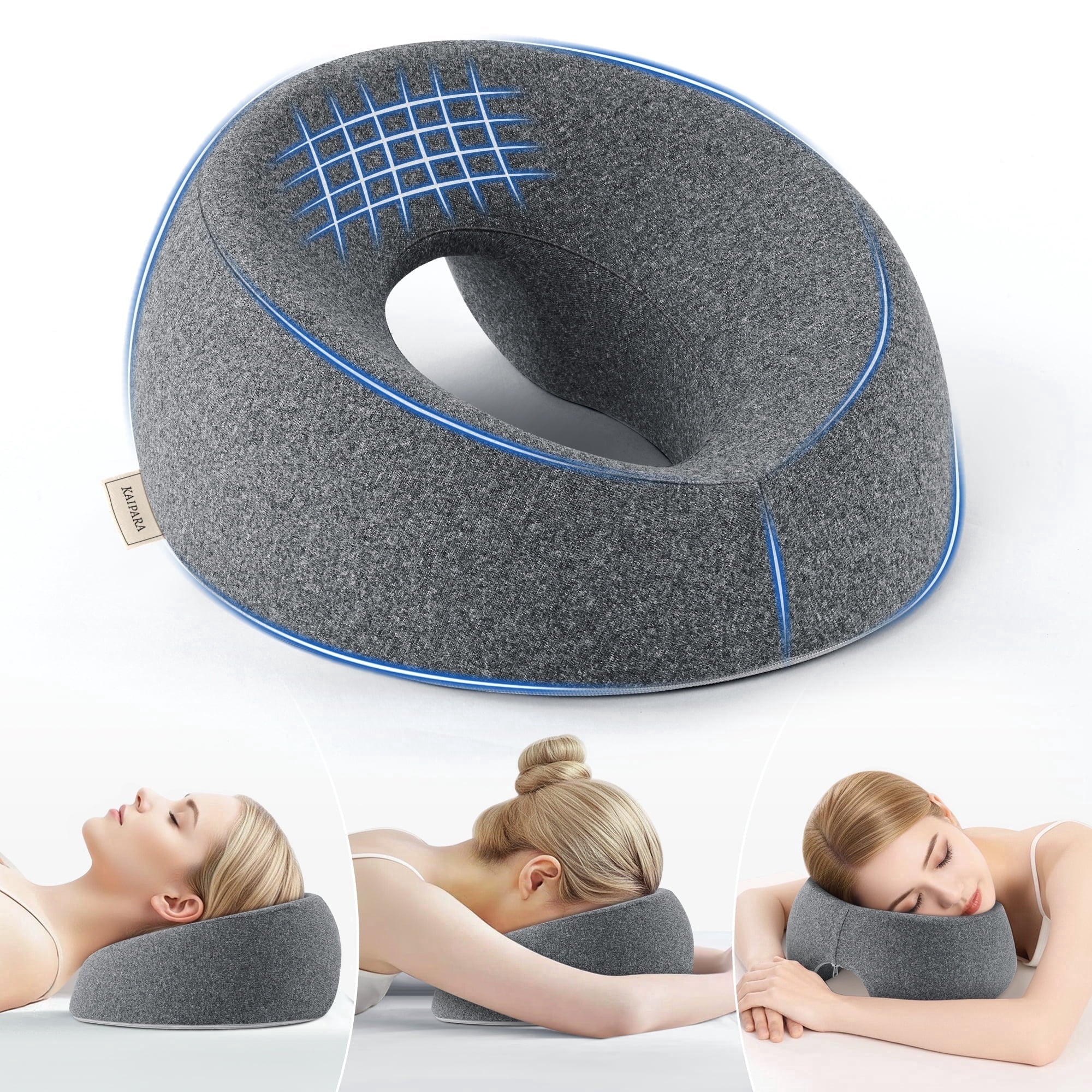 Hotel Collection Face Down Pillow Massage Headrest for Bed, Memory Foam Pillow Face Cradle Support for Stomach Sleepers, Eye Post-Surg... - Hotel Quality Plush Sleeping Pillows - Default Title