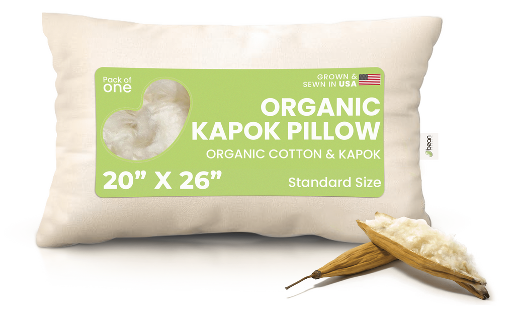 Hotel Collection Kapok 20x26" Standard Bed Pillow – Organic Cotton Fabric Soft Sleeping Pillow - Made in USA - Ergonomic Memory Foam Pillow for Neck Pain Support - Default Title
