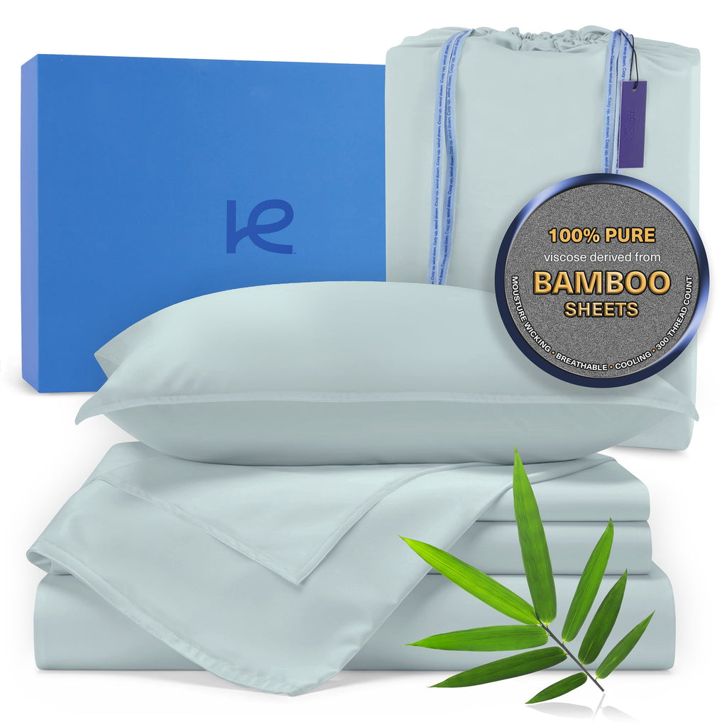 Breathable Luxury Kickoff Viscose Bamboo Sheets Twin Size 3-pc 100% Organic Bamboo Viscose Bed Cooling Sheets Twin Size Set Cool Beddin... - Luxury Bed Sheet Set with Deep Pockets - Default Title