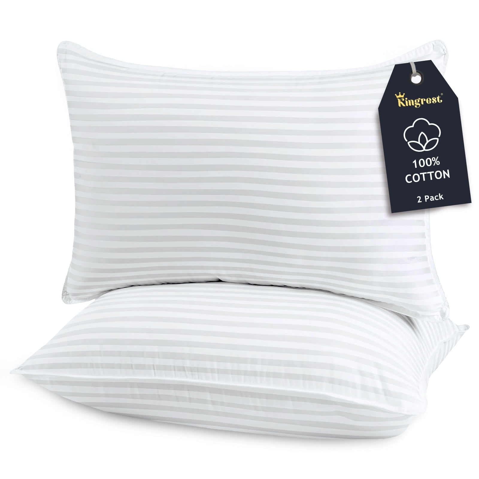 Orthopedic Support 100% Cotton Kids Size Bed Pillows Set of 2 - Premium Down Alternative Cooling Pillows for Side, Back, and Stomach Sle... - Hotel Quality Plush Sleeping Pillows - Default Title