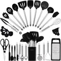 Non-Stick Safe Kitchen Utensil Set-Silicone Cooking Utensils-33 Kitchen Gadgets & Spoons for Nonstick Cookware-Silicone and Stainles... - Premium Stainless Steel Cooking Utensil for Non-Stick Pots - Default Title