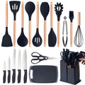 Non-Stick Safe Kitchen Utensils Set- 19 Pcs Silicone Cooking Utensils Set for Nonstick Cookware-Silicone Spatulas Set, Kitchen Gadge... - Ergonomic Kitchen Tongs and Cooking Spoon Utensil - Default Title