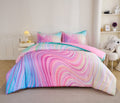 All-Season 3-Piece Abstract Tie Dye Comforter Set, Blue Pink Purple, Kids Bedding Set for Girls Full/Queen Size - Luxurious Quilted Duvet Cover Set - Default Title