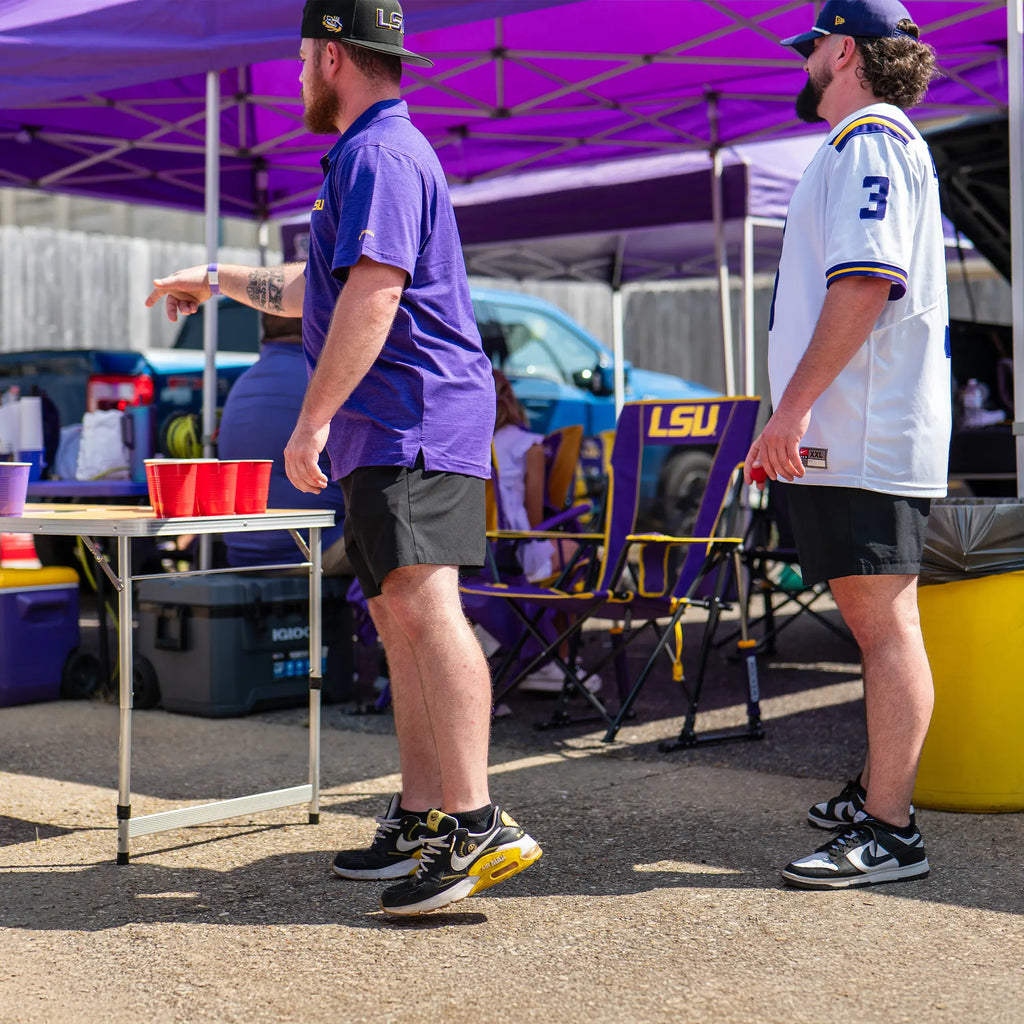 Premium All-Weather College Comfort Pro Rocker - LSU Tigers - Choice 880 - Heavy-Duty Kickback Rocker with Beverage Holder Detail