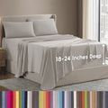 Breathable Luxury Extra Deep Pocket Full Sheets Set, 4 Piece, Fits 18"-24" Mattress, Breathable & Extra Soft Bed Sheets, Linen - Luxury Bed Sheet Set with Deep Pockets - Default Title