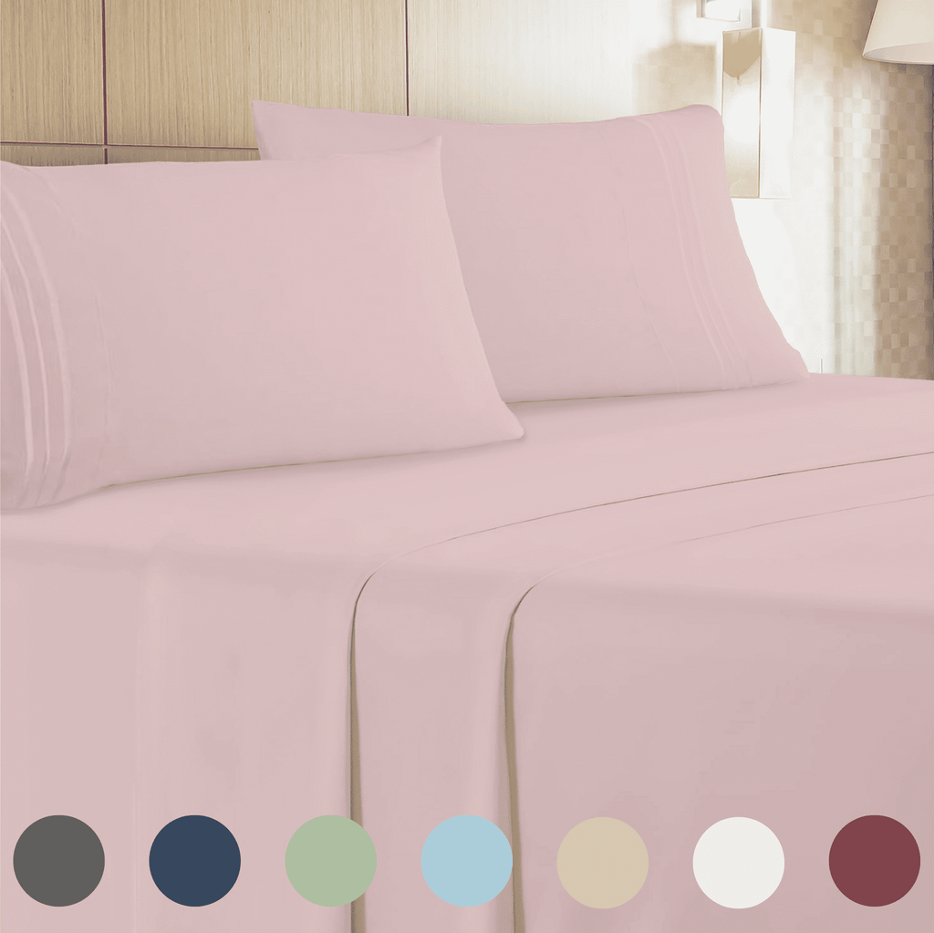 Breathable Luxury 4-Piece Full Pink Sheet Set - Cooling, Wrinkle-Free - Premium Ultra-Soft Pillowcase Pair for Sleeping - Default Title