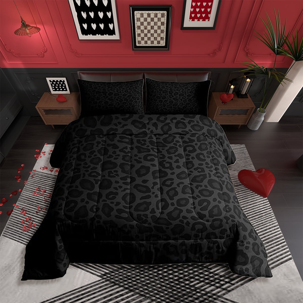 Luxurious Quilted Leopard Print Comforter Set Full Size,Abstract Cheetah Texture Bedding Set,Women Room Decor,Rustic Farmhouse Retro Do... - Luxurious Quilted Duvet Cover Set - Default Title