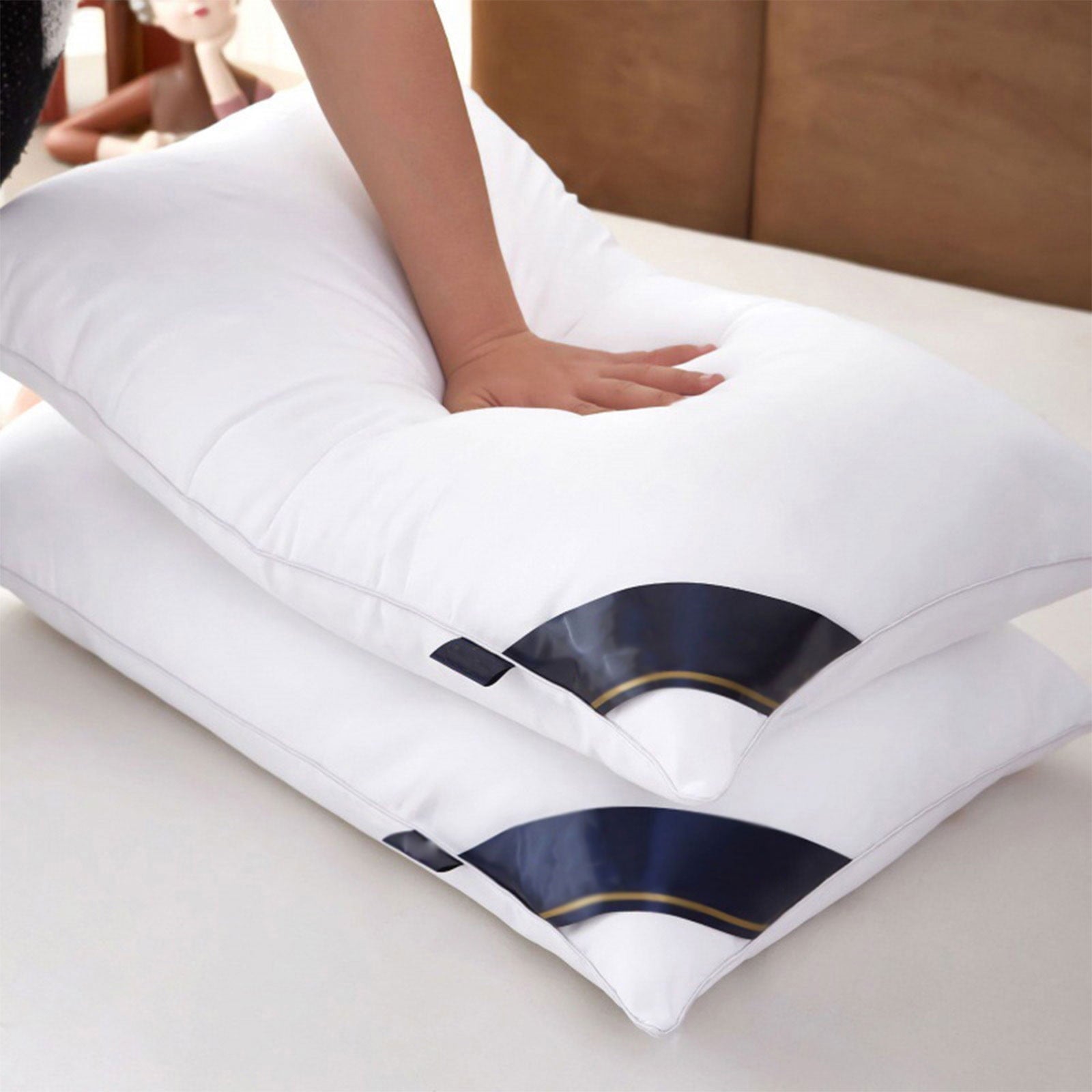 Ergonomic Memory Foam 2Pcs Soft Feather Velvet Down Pillow Standard Size, Hotel-grade Feather Pillow for Sleeping, Skin-friendly Cotton Fab... - Decorative Throw Pillow Cushion for Sofa & Bed - Default Title