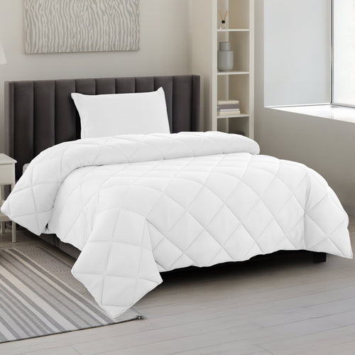 All-Season Lux Decor All-Season Comforter Sets Twin Size 2 PC, Reversible Bedding Set with Diamond Quilted Design Comforter and ... - Hypoallergenic Ultra-Fluffy Quilt for Winter - Default Title