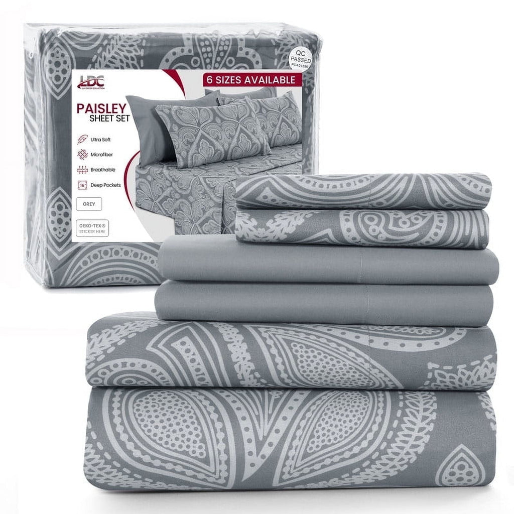 Ultra-Soft 6-Piece Bed Sheet Set, Deep Pocket Queen Sheets Up to 16 Inch, 1 Flat Sheet , 1 Fitted Sheet & 4 Pillowcases (Queen, ... - Luxury Bed Sheet Set with Deep Pockets - Default Title