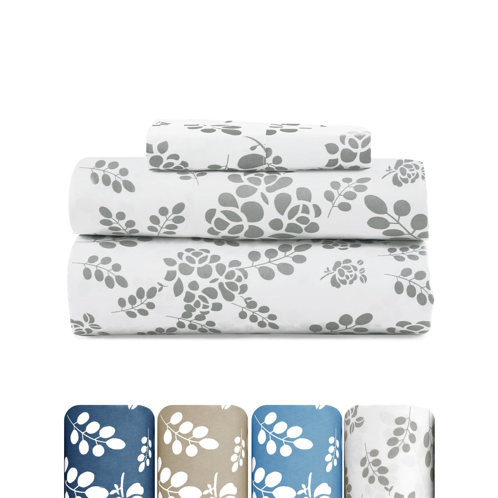 Wrinkle-Resistant Lux Decor Twin Microfiber Bed Sheets - 3 Piece Floral Sheet Set, Soft Breathable Bedding, Wrinlkle Resistant, OEKO-TE... - Cooling Hotel Quality Bedding Sheets and Pillowcases - Default Title