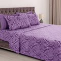 Breathable Luxury Paisley Printed Queen Bed Sheets Set, Microfiber 6 Piece Bedding Set - Purple - Premium Ultra-Soft Pillowcase Pair for Sleeping - Default Title