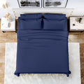 Wrinkle-Resistant Queen Bed Sheets Set, 6 Pc Microfiber Bed Sheets, Extra Deep Pocket Queen Fitted Sheet, Flat Sheet & Pillowcases, Nav... - Premium Ultra-Soft Pillowcase Pair for Sleeping - Default Title