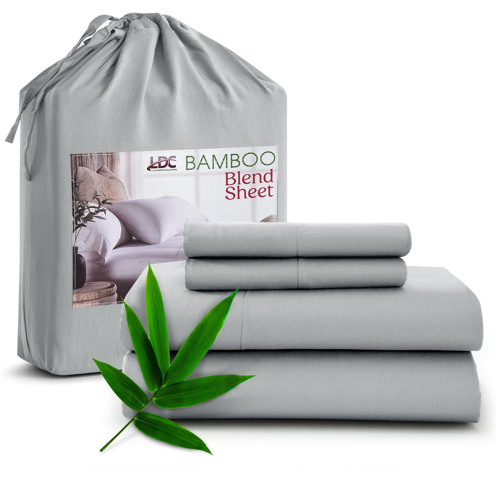 Ultra-Soft Rayon - 4 Piece Cooling Bed Sheets Set, Gray - Premium Ultra-Soft Pillowcase Pair for Sleeping - Default Title