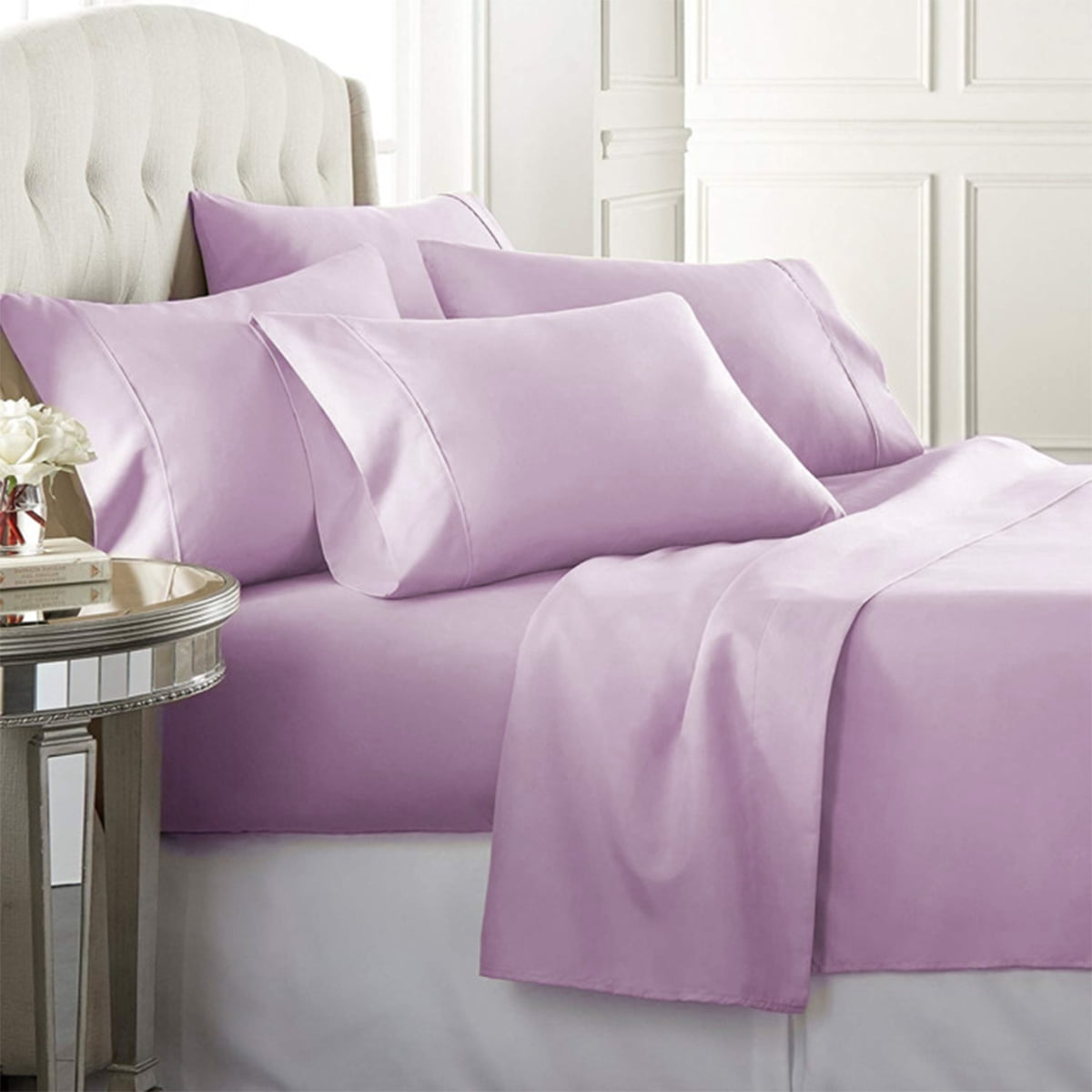 Premium Egyptian Cotton Super-Soft 1600 Series Double-Brushed 3 Pcs Bed Sheets Set (Twin, Lilac) - Cooling Hotel Quality Bedding Sheets and Pillowcases - Default Title