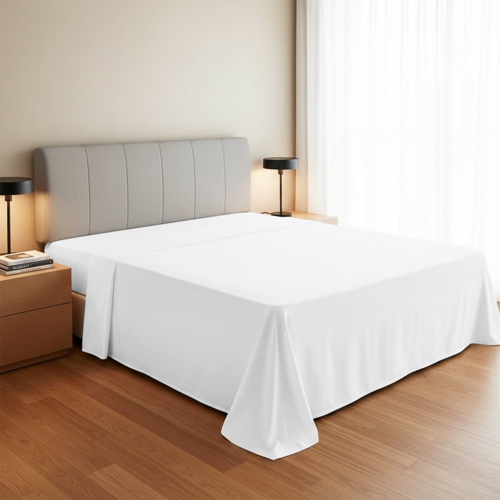 Breathable Luxury 100% Organic Cotton Percale Flat Sheet Twin Size - 1 PC Flat Sheet, White - Crisp, Cool and Strong Bed Linen, Top She... - Luxury Bed Sheet Set with Deep Pockets - Default Title