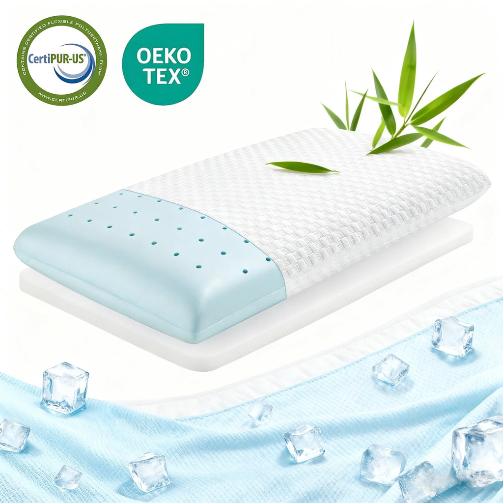 Hotel Collection Memory Foam Pillow for Bed, Cooling Pillow with Extra Height Pad, Supportive Bed Pillow for Side, Back & Hot Sleepers... - Decorative Throw Pillow Cushion for Sofa & Bed - Default Title