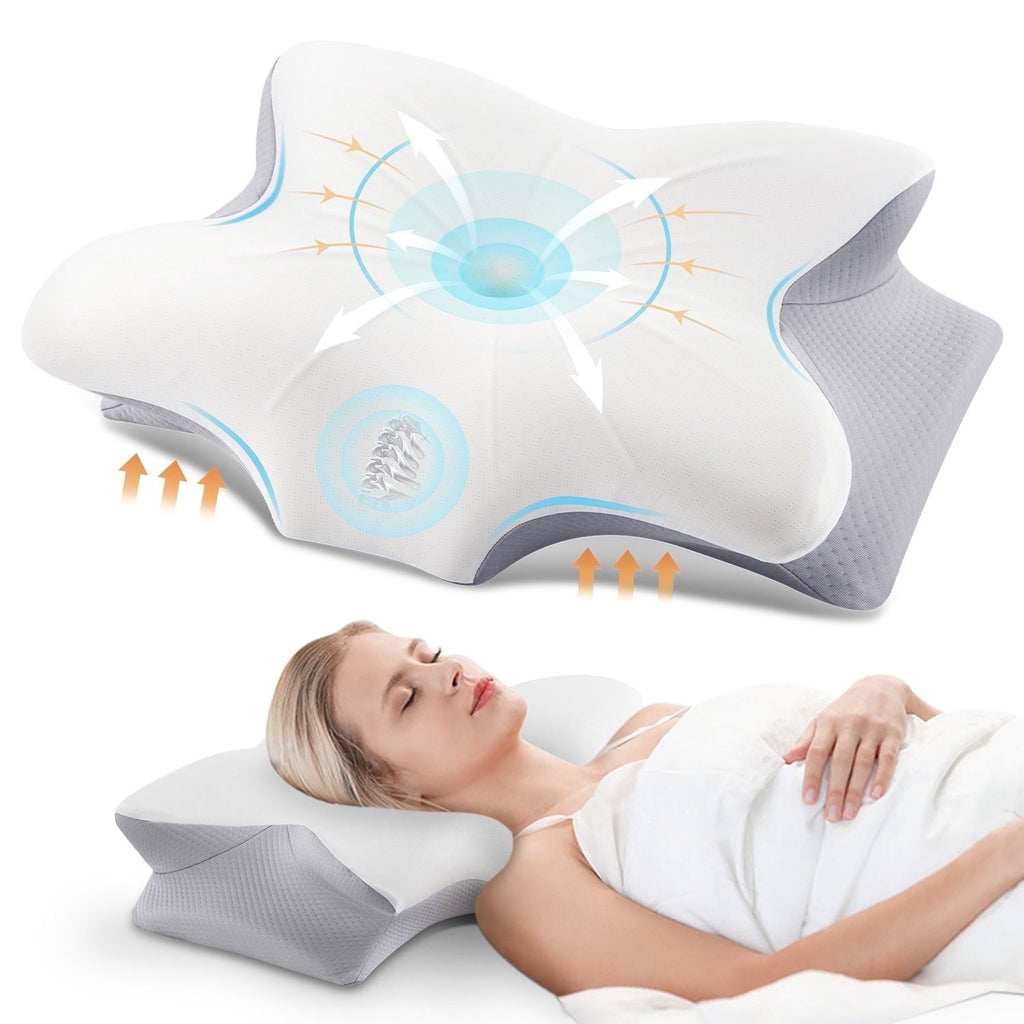 Decorative Plump Cervical Pillow for Neck Pain Relief, Contour Memory Foam Pillows, Odorless Ergonomic Neck Pillow Adjustable Orthoped... - Decorative Throw Pillow Cushion for Sofa & Bed - Default Title