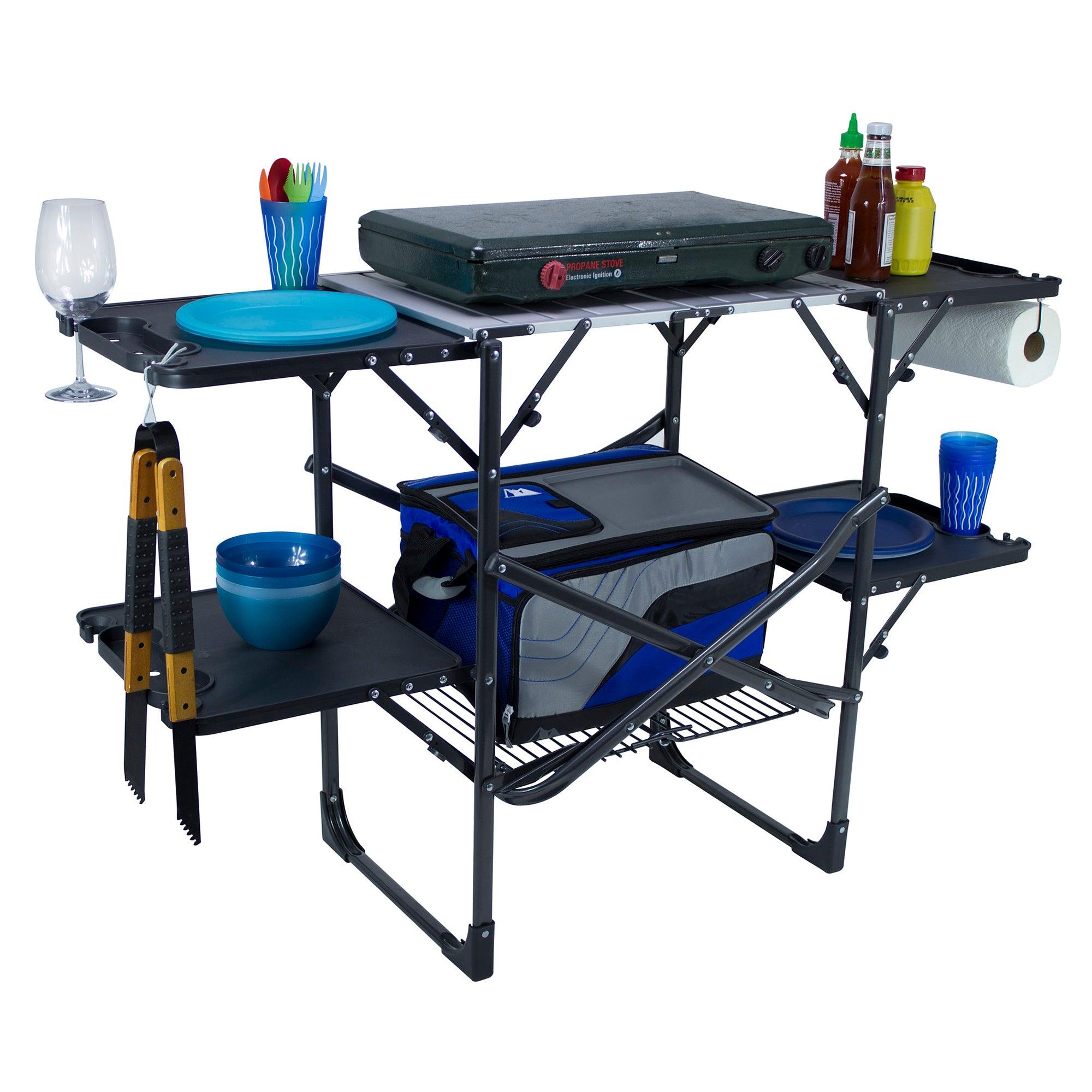 Portable Culinary Slim-Fold Cook Station - Choice 575 - Heavy-Duty Stainless Steel Camp Cooking Gear Detail