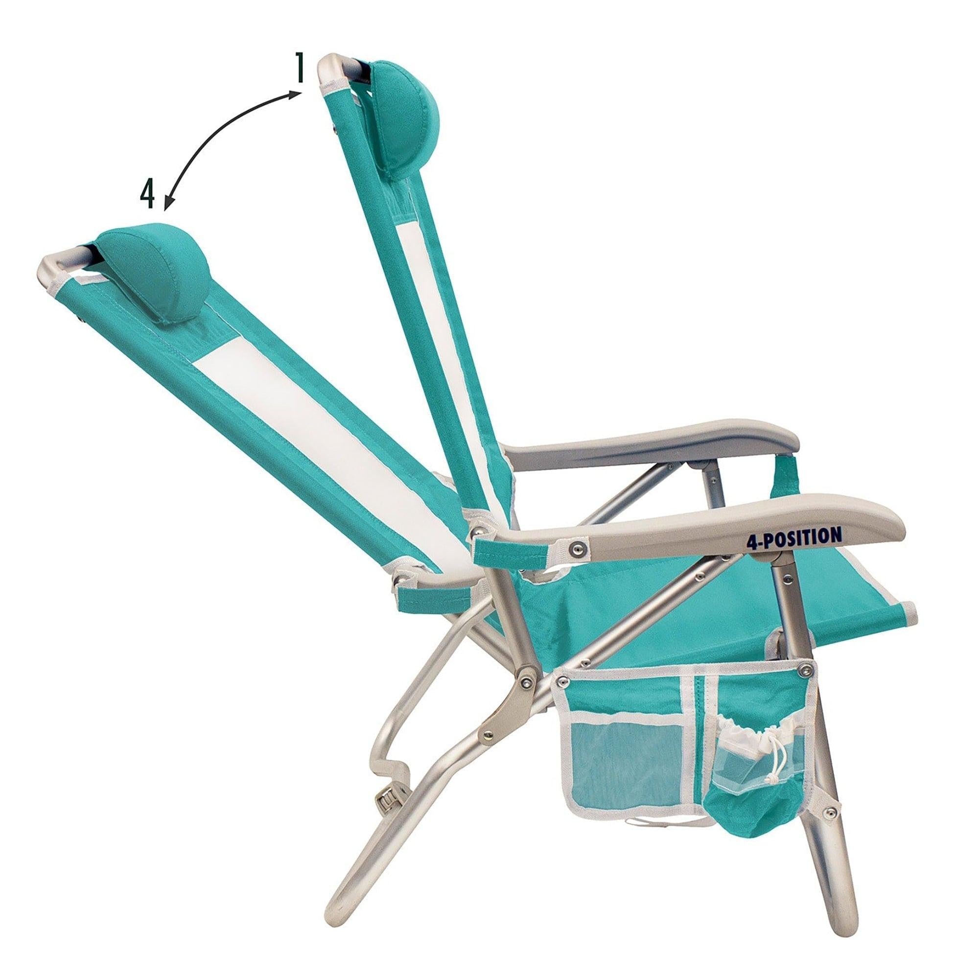 Rust-Resistant Aluminum Bi-Fold Beach Chair - Choice 601 - Multi-Position Outdoor Beach Chair with Pillow Detail