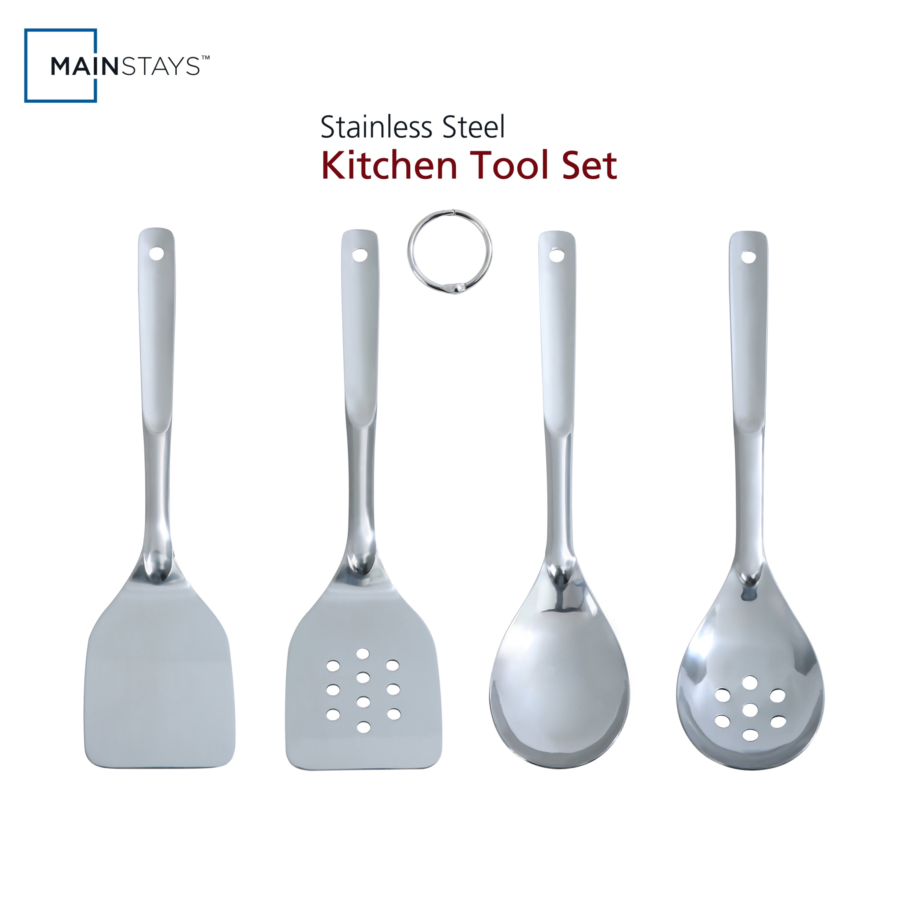 Durable Steel Stainless Steel 4-Piece Utensil Set: Includes Spatula, Slotted Spatula, Spoon, and Slotted Spoon - Heavy Duty Stainless Steel Kitchen Shears - Default Title