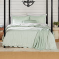 Luxurious Quilted Full/Queen Comforter Set, All-Season, 5-Piece, Sage Pick Stitch Scallop - Hypoallergenic Ultra-Fluffy Quilt for Winter - Default Title