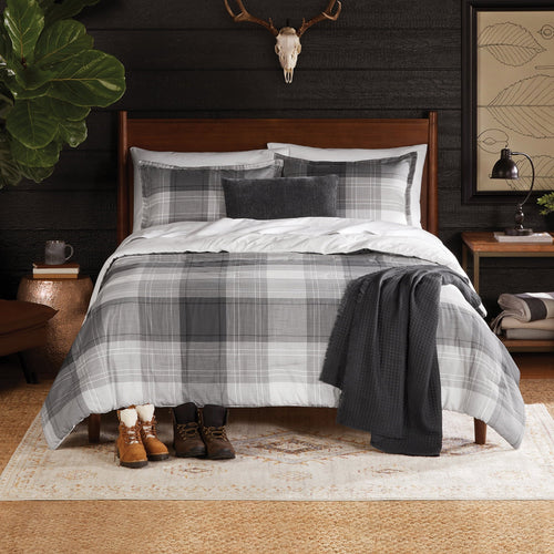 All-Season Full/Queen Comforter Set, All-Season, 5-Piece, Grey Plaid - Cloud-Like Soft Lightweight Bed Comforter - Default Title