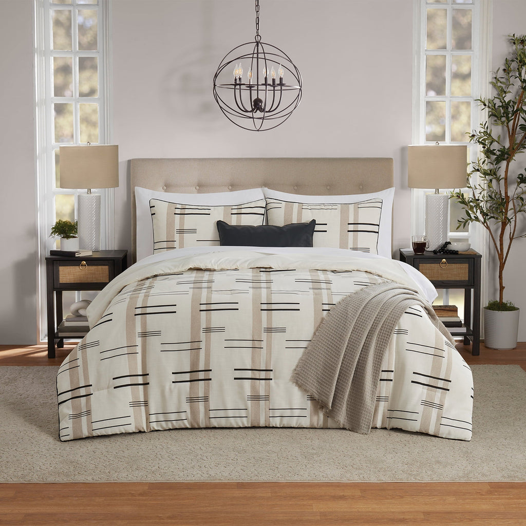 Luxurious Quilted Full/Queen Comforter Set, All-Season, 5-Piece, Tan Modern - Luxurious Quilted Duvet Cover Set - Default Title