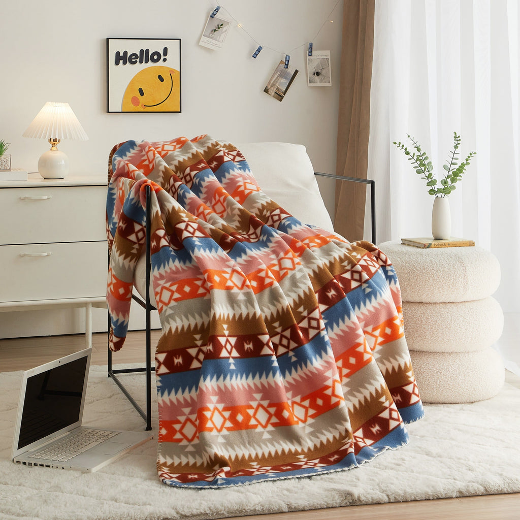 Decorative Knitted Stripe Fleece Throw - Super Soft Reversible Sherpa Flannel Blanket - Default Title