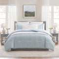Luxurious Quilted Stripe 11-Piece Comforter Set with Sheets, Blue, Queen - Cloud-Like Soft Lightweight Bed Comforter - Default Title